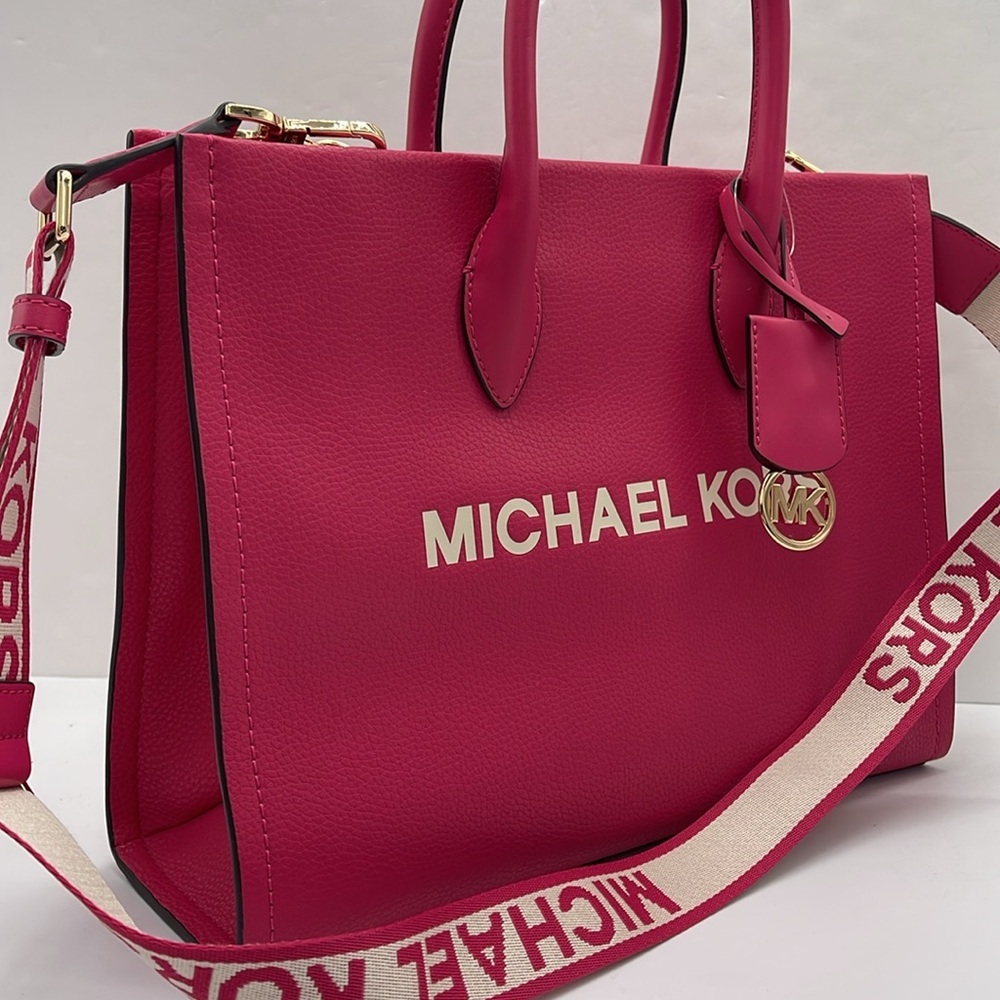 Michael Kors Mirella Md Pebbled Leather Tote Shopper Bag MK EW
Electric Pink